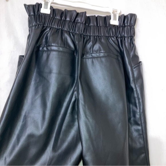 NWT Madewell Faux Leather Highwaist Pull-On Paper Bag Pants Black Sz 2 - Picture 11 of 14
